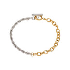 Minimalist Two-Tone Chain Bracelet for Women | 18K Gold-Plated Stainless Steel, Stackable Modern Jewelry