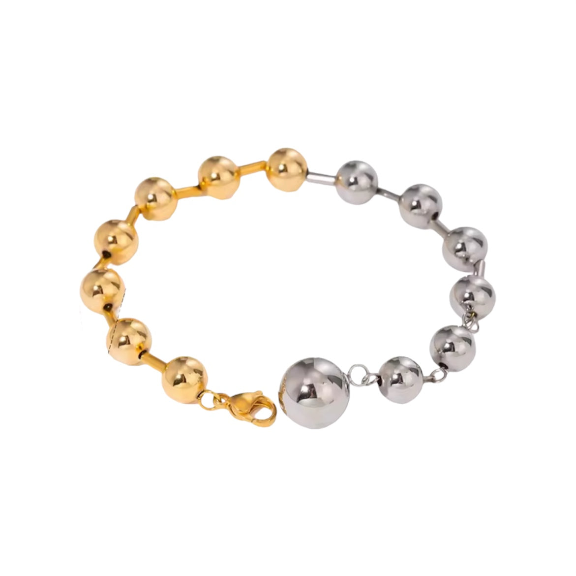 Minimalist Two-Tone Chain Bracelet for Women | 18K Gold-Plated Stainless Steel, Stackable Modern Jewelry