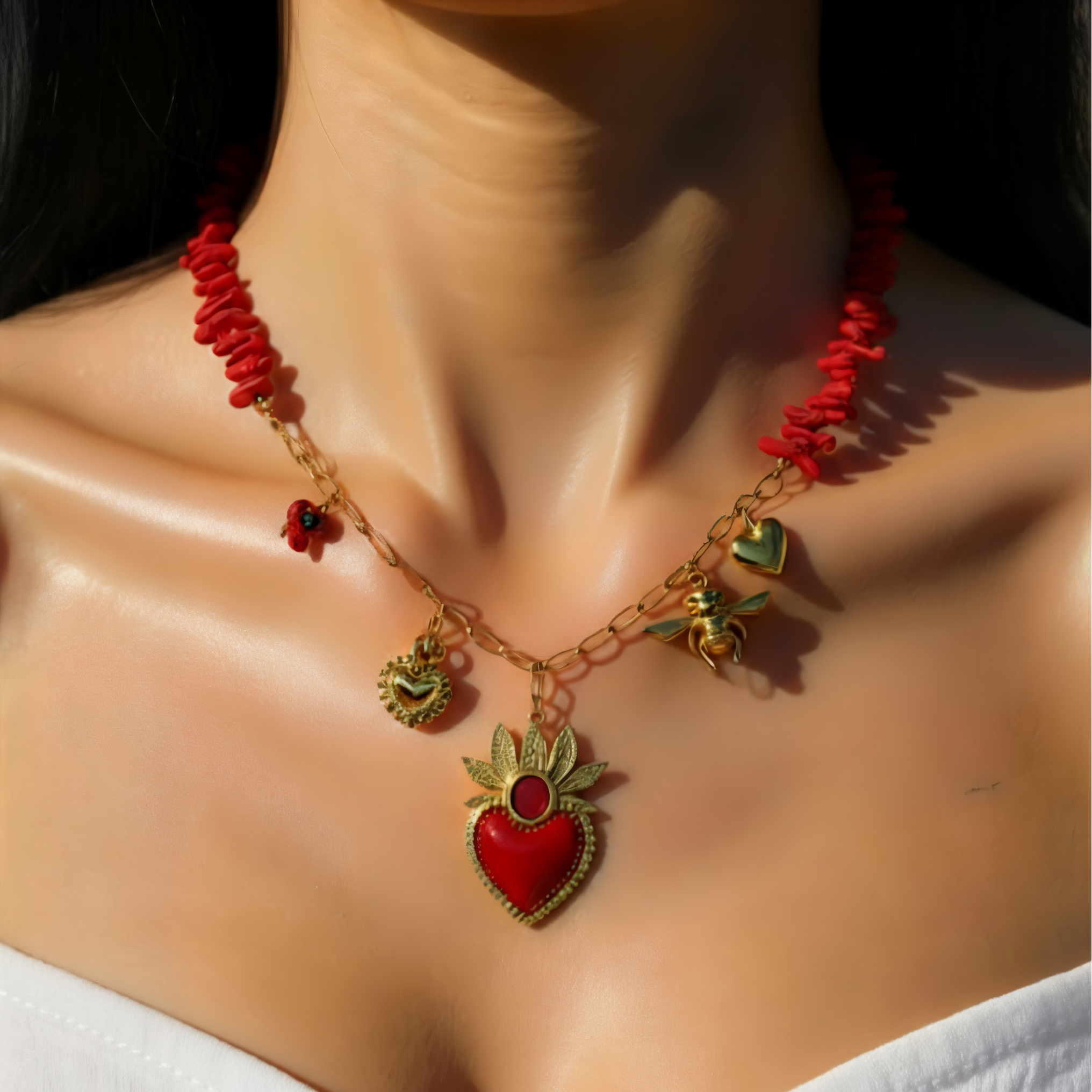 GOLD_CHARM_NECKLACES_FROM_ONNARA_SYMBOLIC_JEWELRY_FOR_WOMEN_EXPRESSING_INDIVIDUALITY_AND_PURPOSE_RED_CORAL_HEART_CHARM