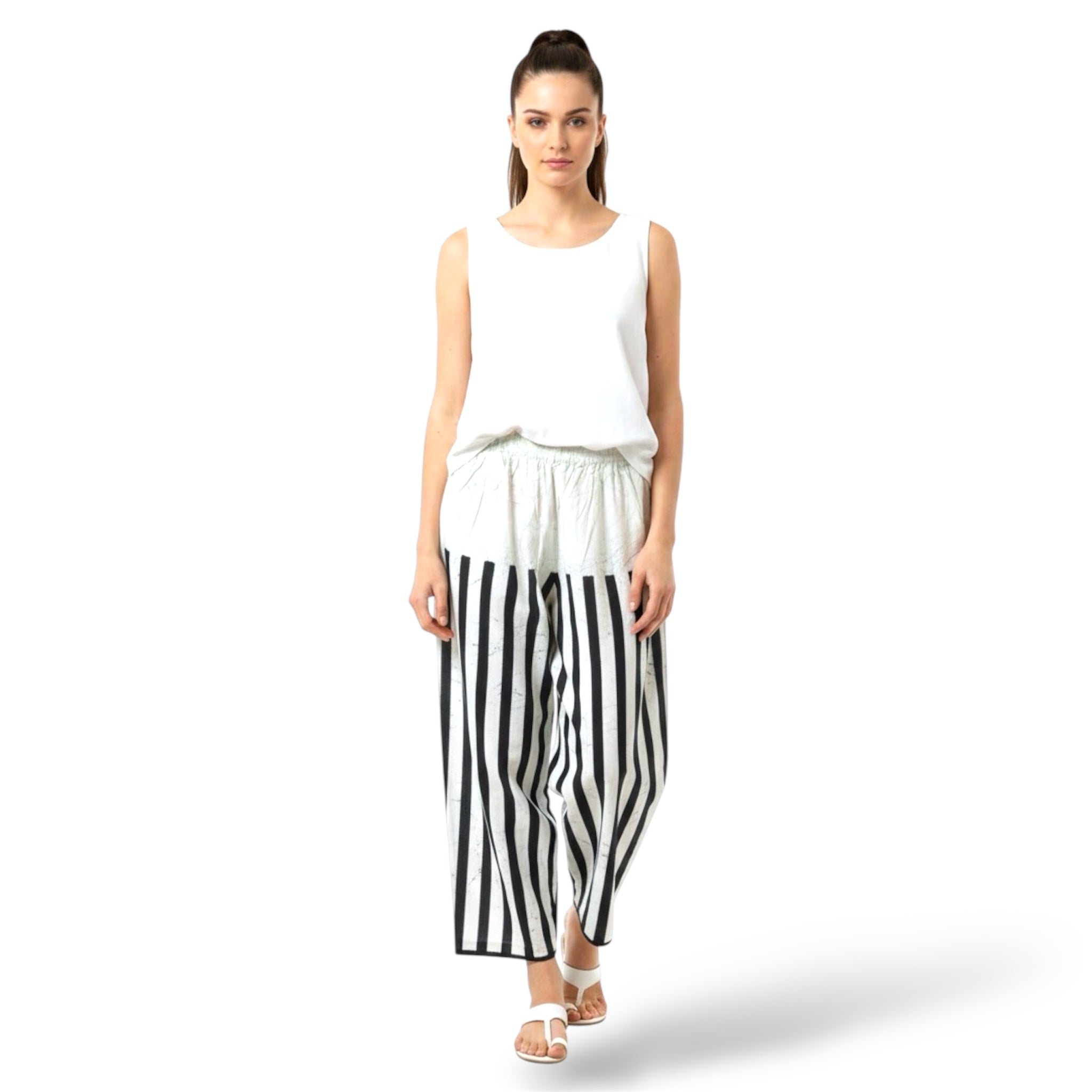 Navy Blue and White  Pattern 100% Cotton Comfort Pants – Travel-Ready & Versatile