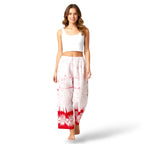 Flower Design Red and White 100% Cotton Comfort Pants – Travel-Ready & Versatile