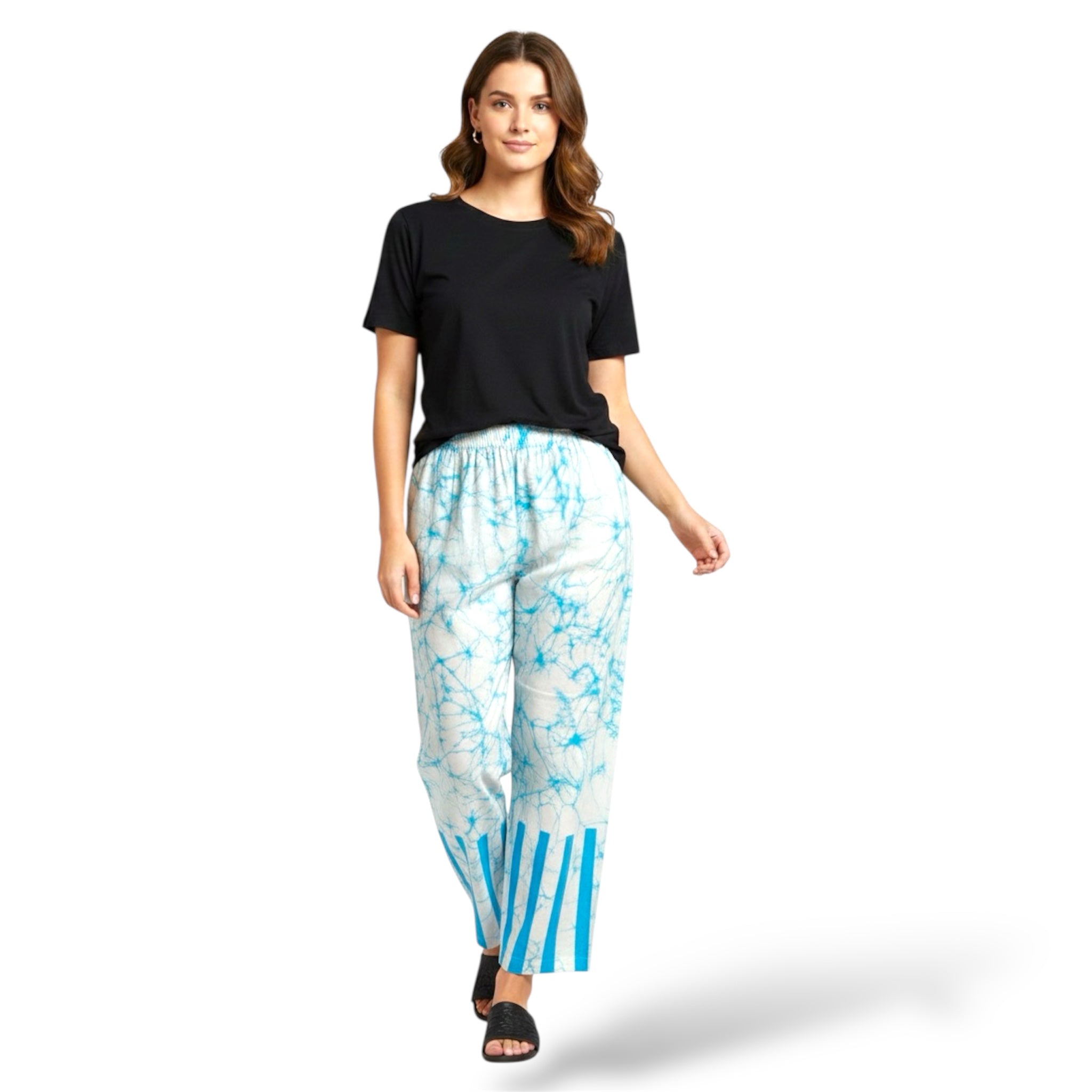 Sripes Design Light Blue and White 100% Cotton Comfort Pants – Travel-Ready & Versatile