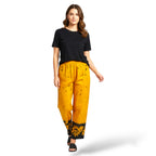 Floral Design Black and Yellow 100% Cotton Comfort Pants – Travel-Ready & Versatile