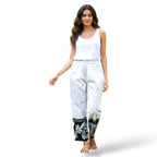 Floral Design Dark Blue and White 100% Cotton Comfort Pants – Travel-Ready & Versatile