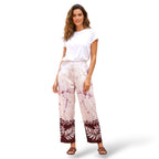 Floral Design Dark Purple and White 100%  Cotton Comfort Pants – Travel-Ready & Versatile