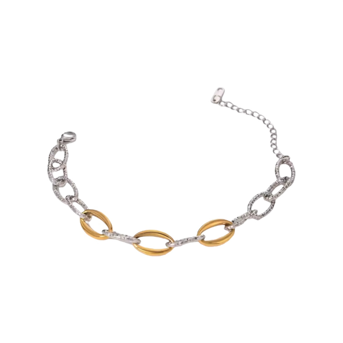 Minimalist Two-Tone Chain Bracelet for Women | 18K Gold-Plated Stainless Steel, Stackable Modern Jewelry