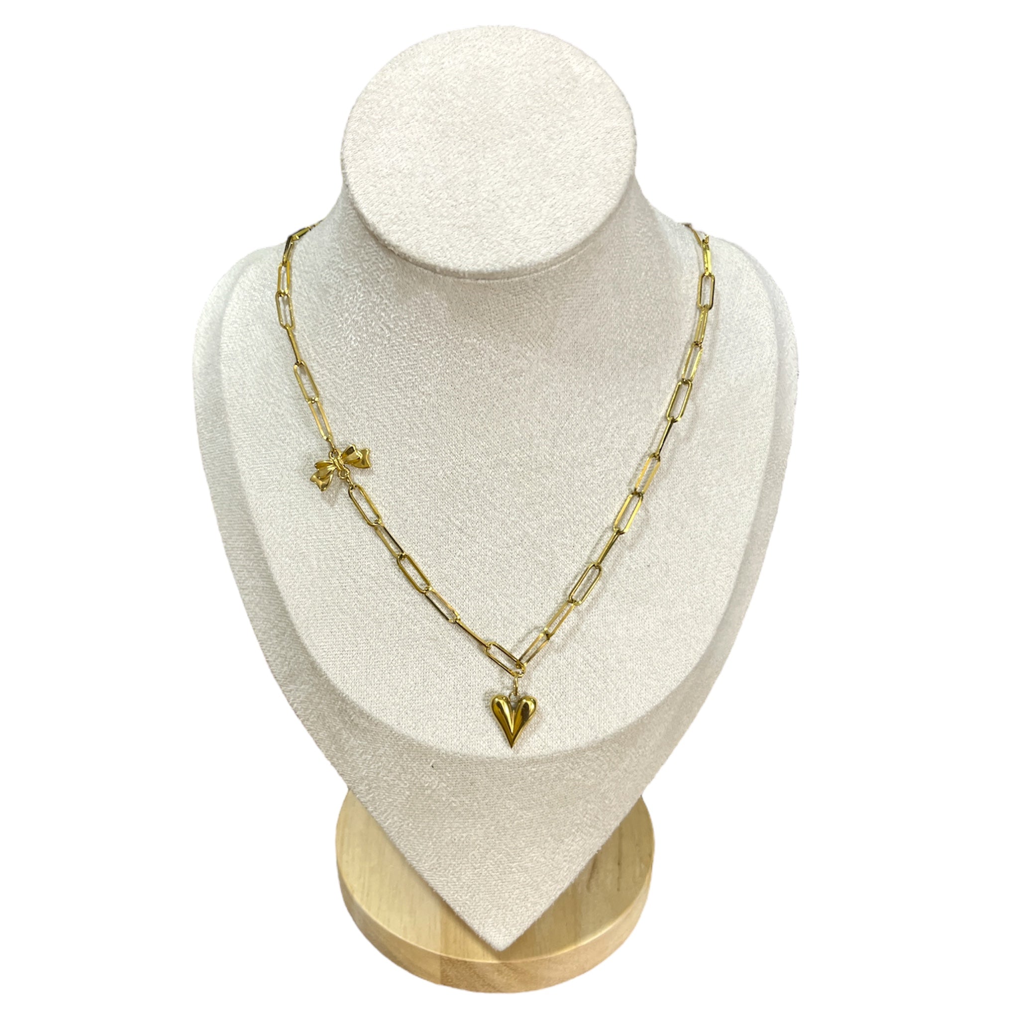 Valentine’s Paperclip Necklace – 18K PVD Gold Plated, Adjustable 18–22 Inch