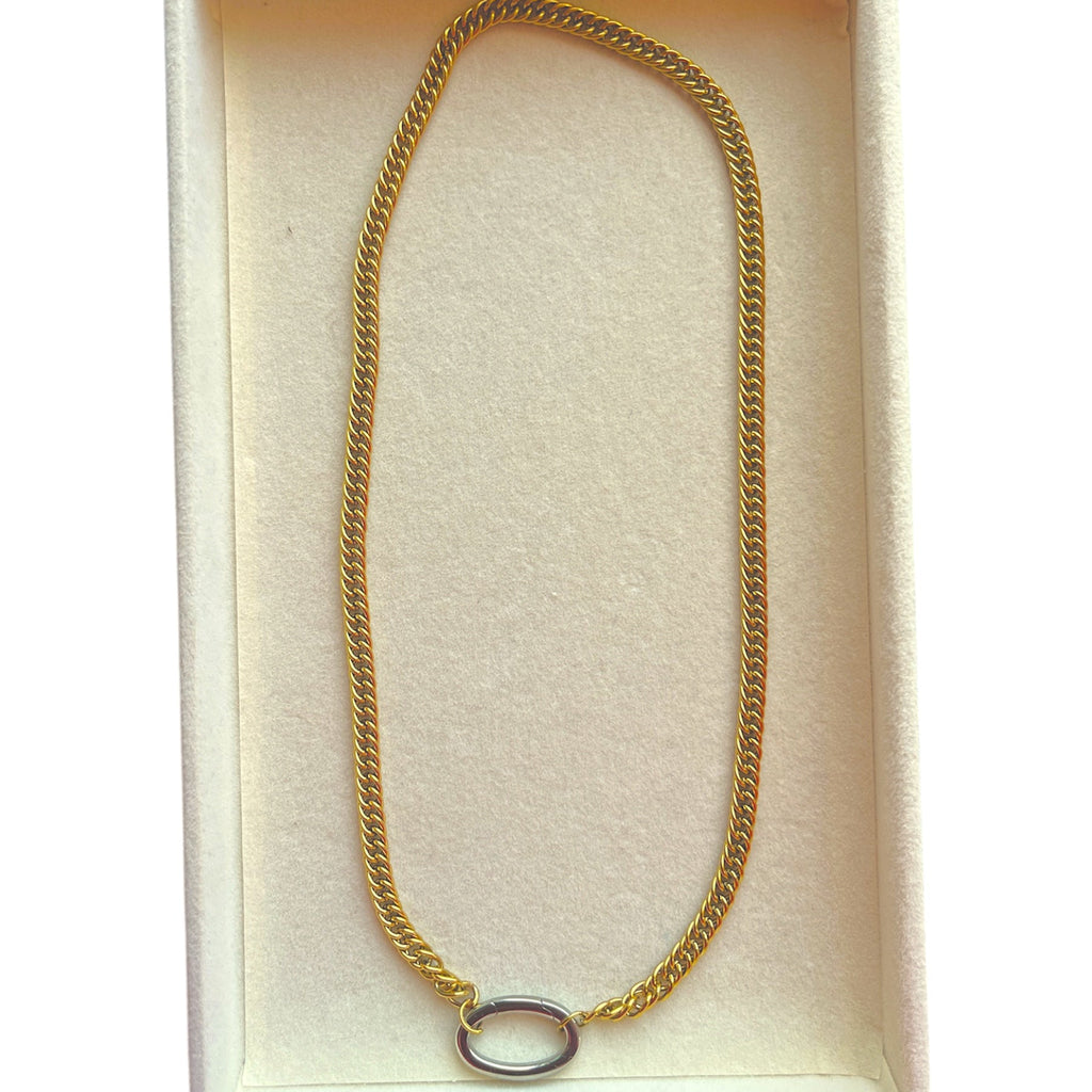 Gold Cuban Link Chain Necklace with Lock Bold and Stylish
