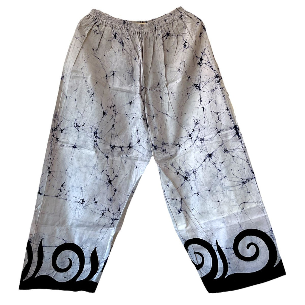 Blue Swirls Pattern White  100%  Cotton Comfort Pants – Travel-Ready & Versatile