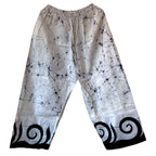 Blue Swirls Pattern White  100%  Cotton Comfort Pants – Travel-Ready & Versatile