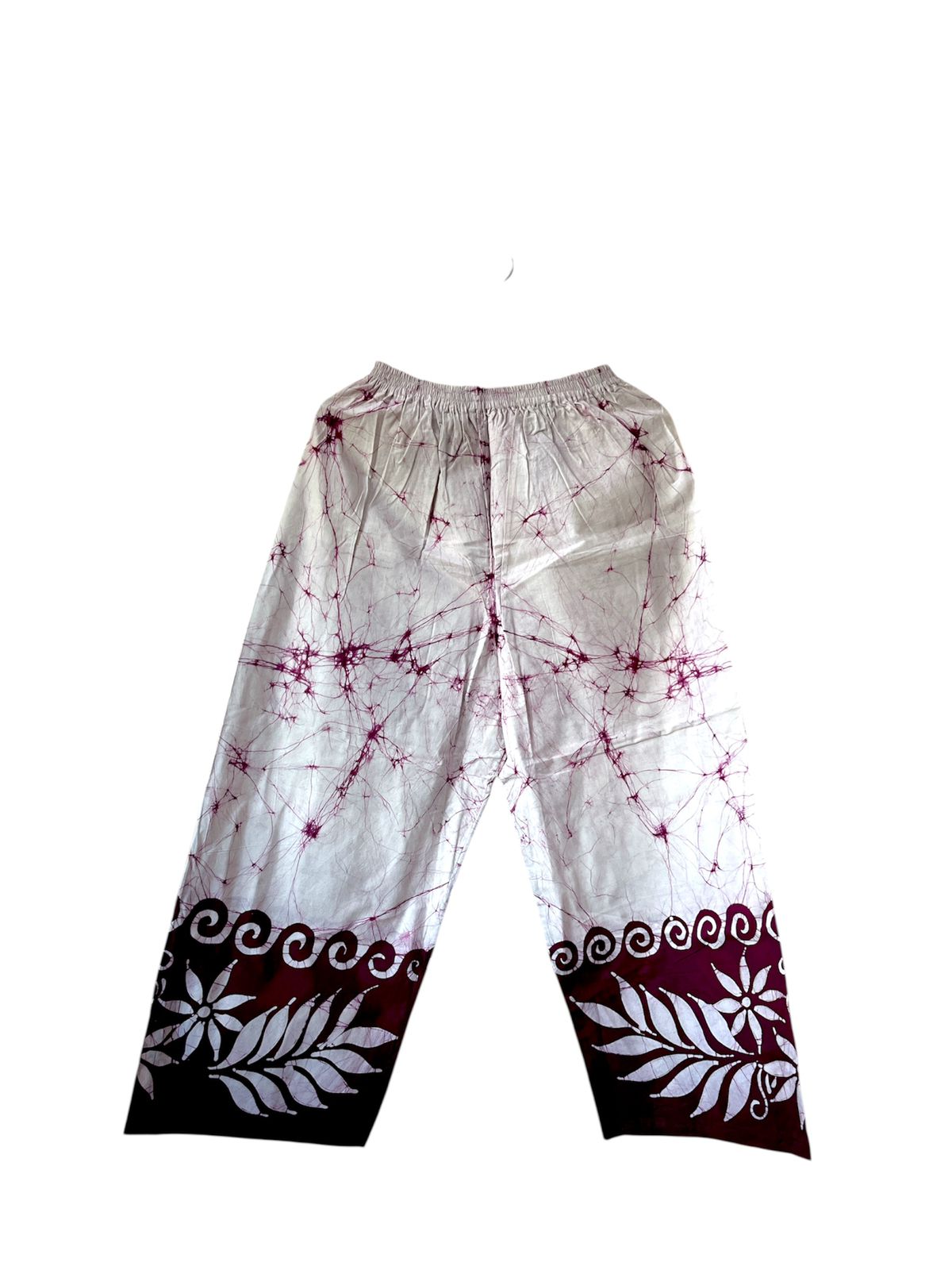 Floral Design Dark Purple and White 100%  Cotton Comfort Pants – Travel-Ready & Versatile