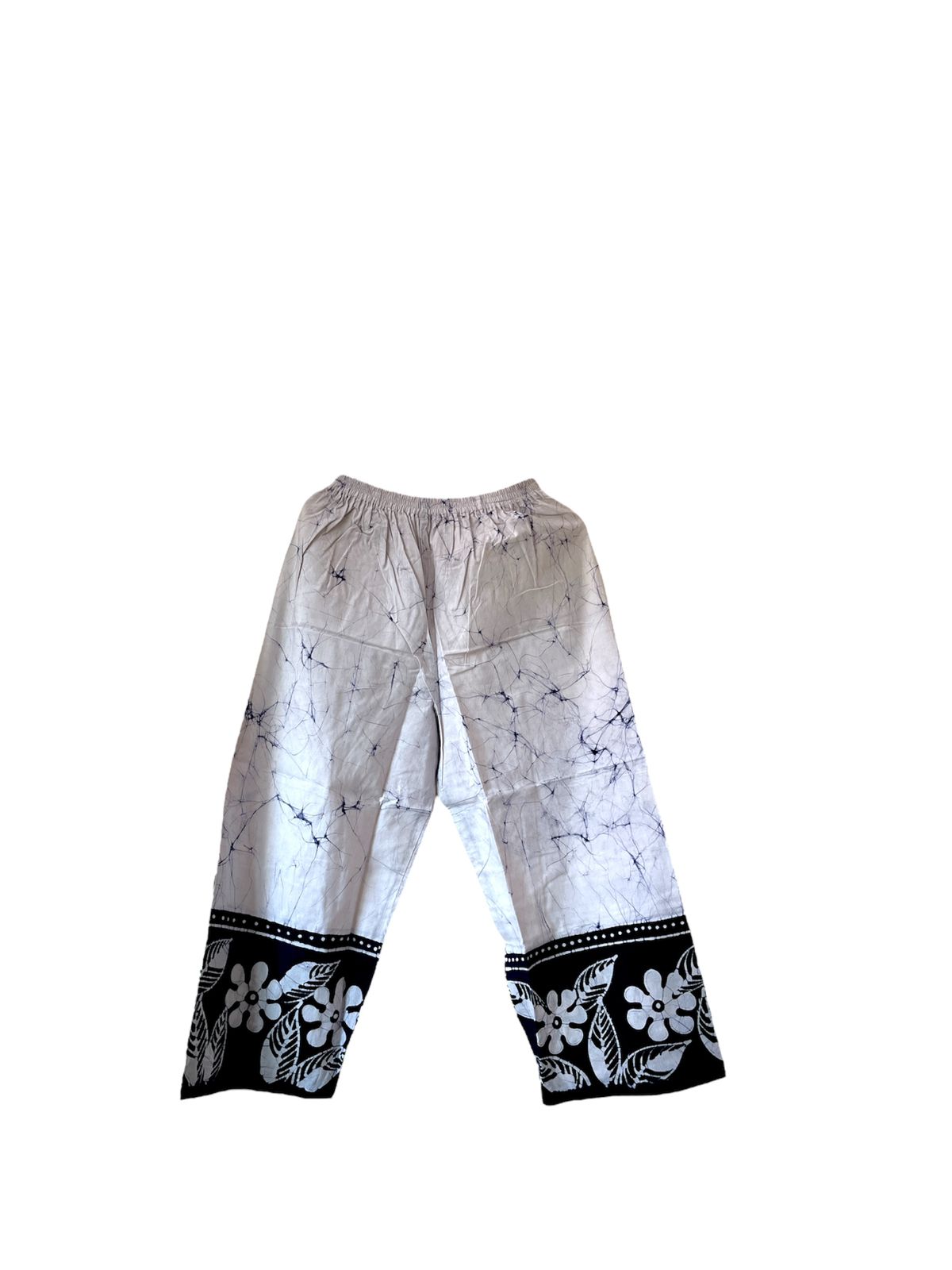 Floral Design Dark Blue and White 100% Cotton Comfort Pants – Travel-Ready & Versatile