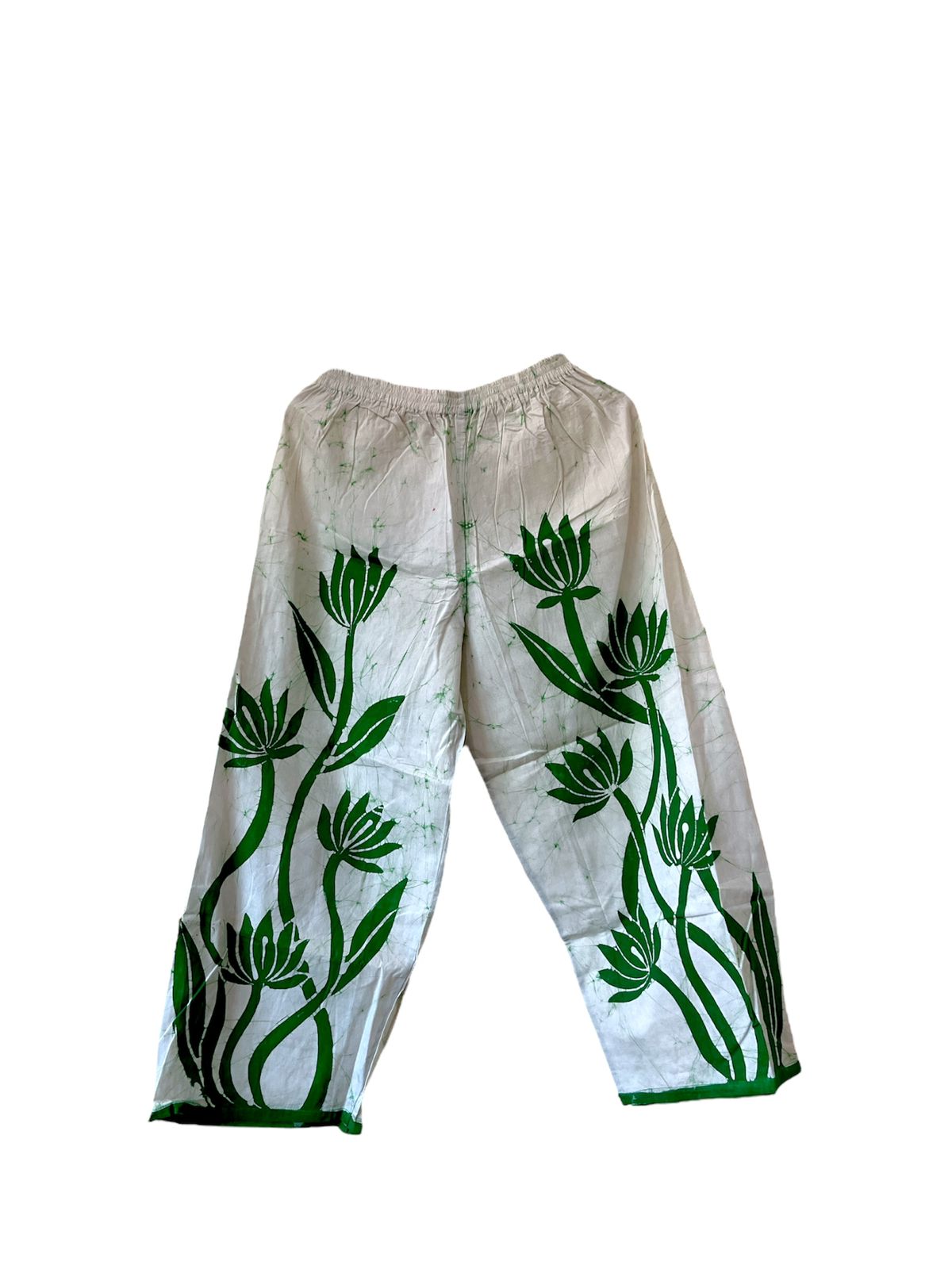 Lotus Green and White 100%  Cotton Comfort Pants – Travel-Ready & Versatile