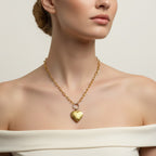 Heart Locket Gold Statement Necklace