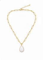 ONNARA water-drop white agate necklace with 18K gold-plated chain